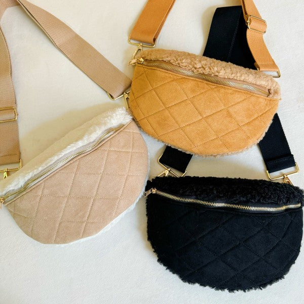 Fuzzy And Quilted Luxe Sling Bag Coco’s Tee Boutique