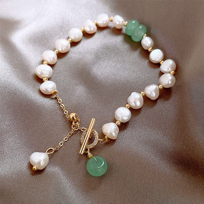 Pearl Green Stone Link Bracelet.