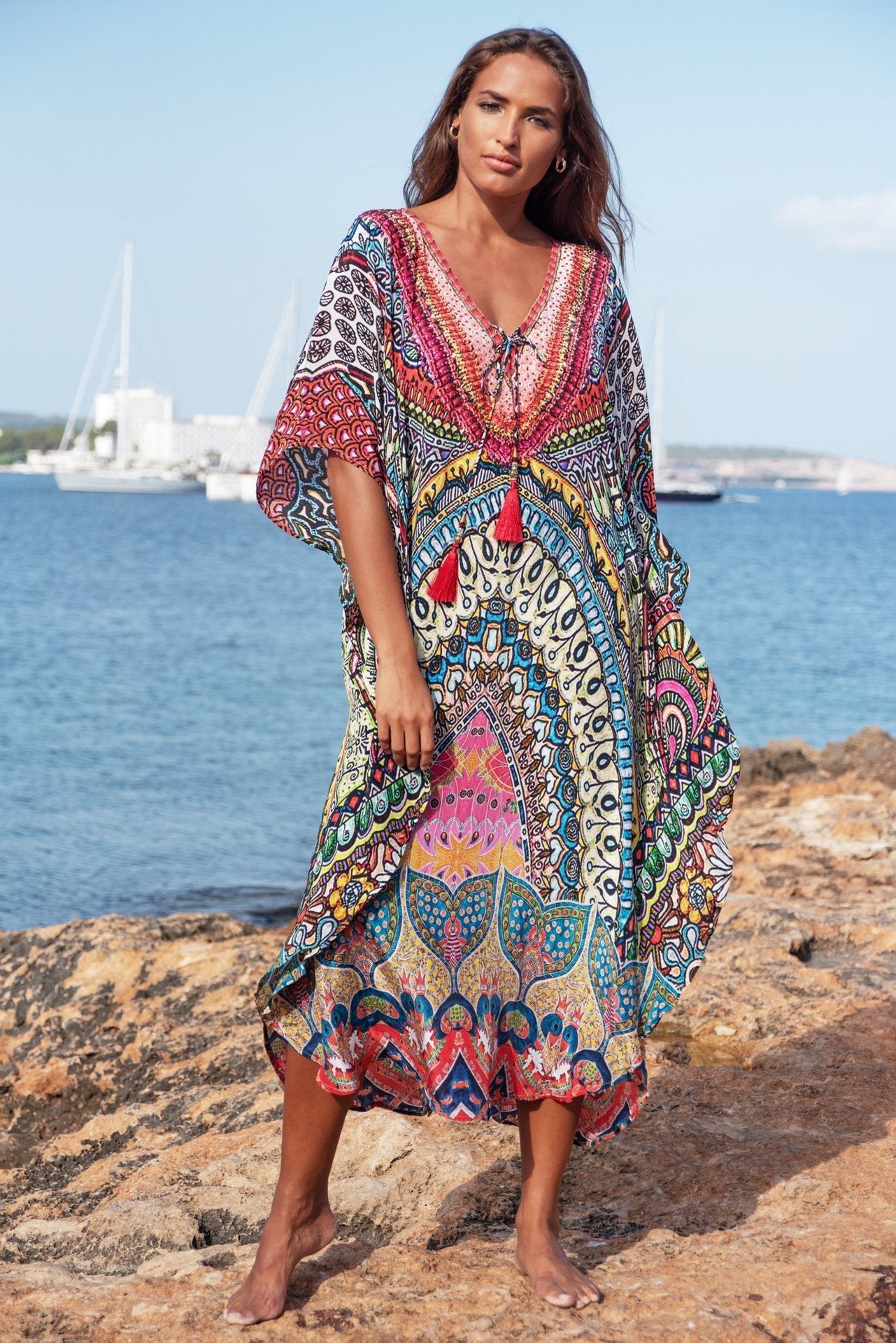 Loose plus Size Holiday Dress Seaside Beach Cover-up Swimsuit Bikini Cover-up Robe Bella Mia