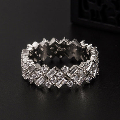 Inlaid Zircon 925 Sterling Silver Ring.