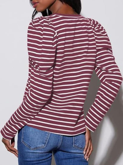 Stylish striped long sleeve tee for versatile fashion