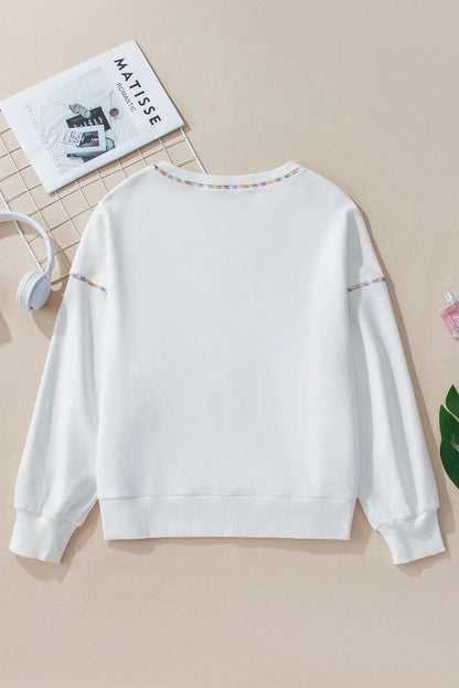 Sequin-embellished football sweatshirt with long sleeves