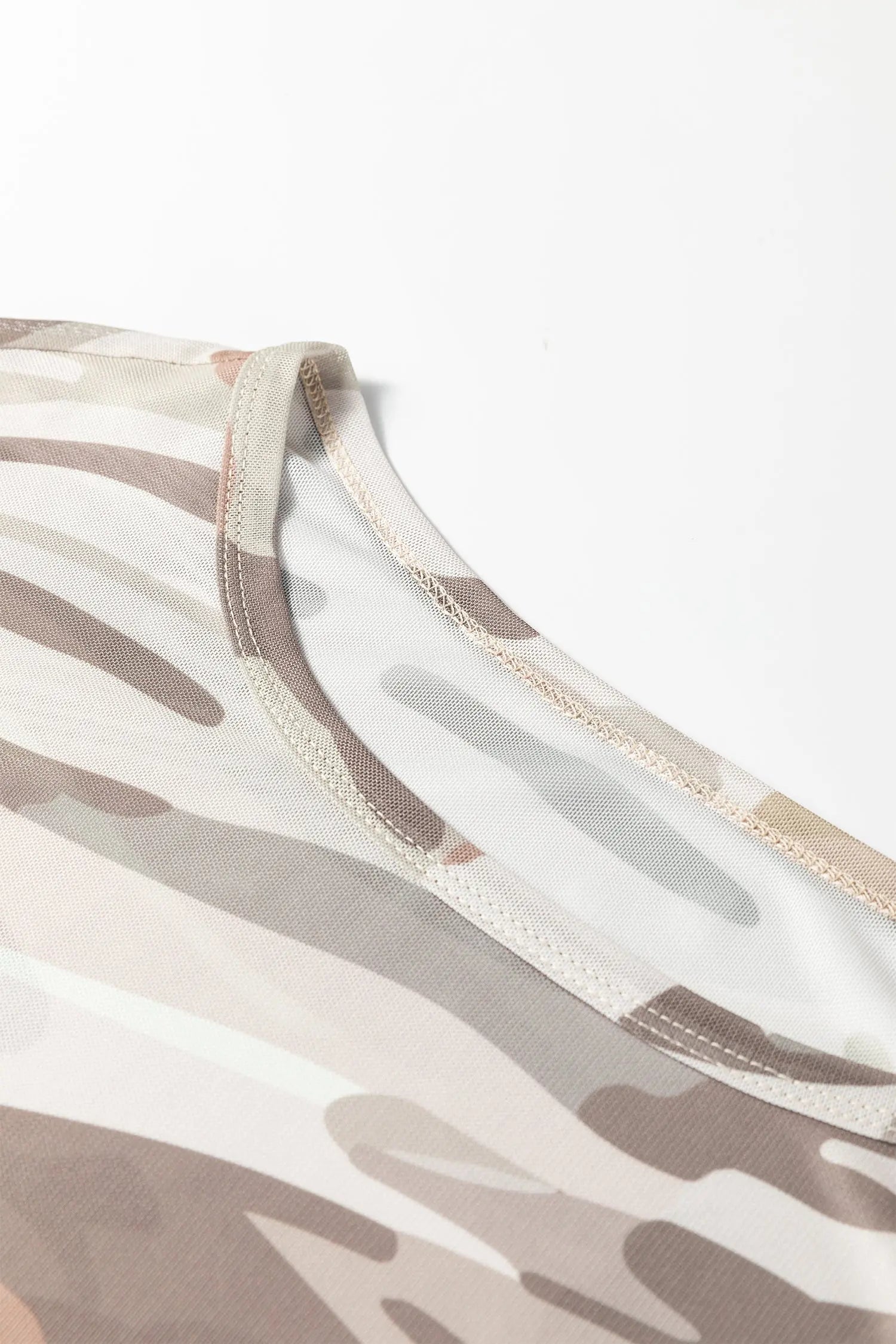 Dear-Lover Green Camo Mesh Top Women's Western Style Long Sleeve Sheer Shirt Dear-Lover Dropshipping