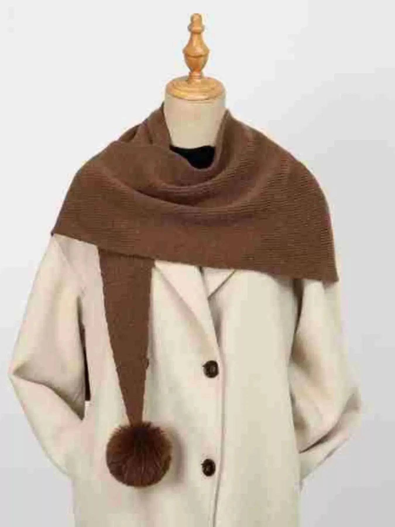 Solid Color Pom-Pom Scarf Simply Love