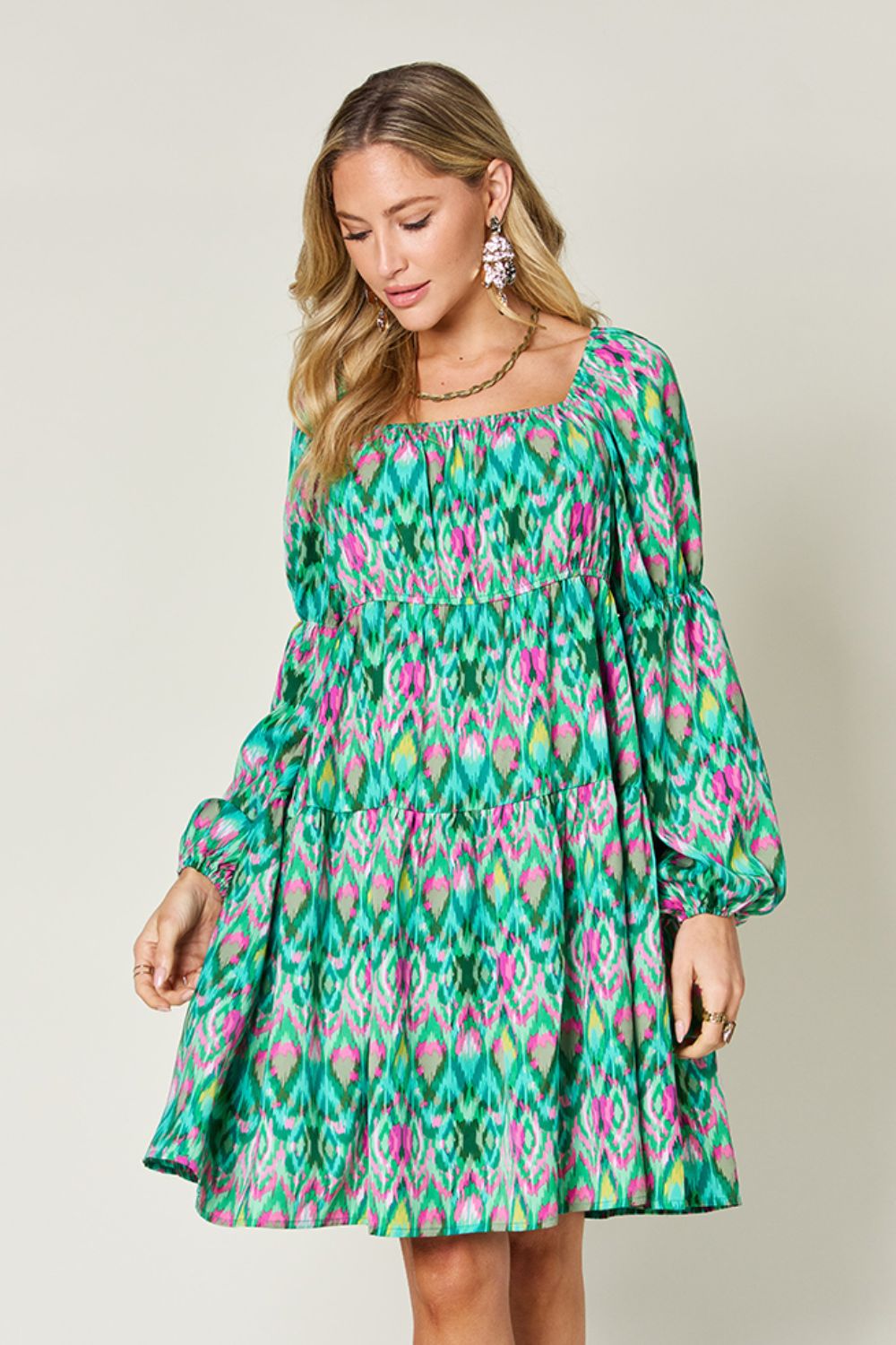 Double Take: Long Sleeve Print Dress