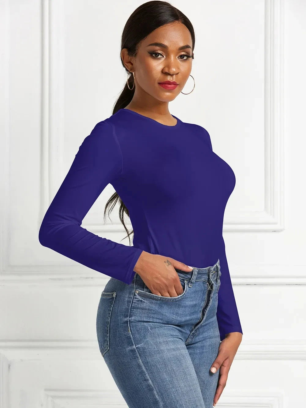 Round Neck Long Sleeve Bodysuit Coco’s Tee Boutique