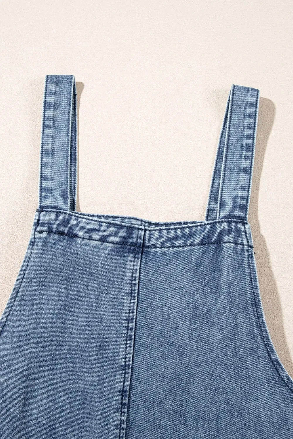 Distressed Bib Pocket Wide Leg Denim Overalls Simply Love