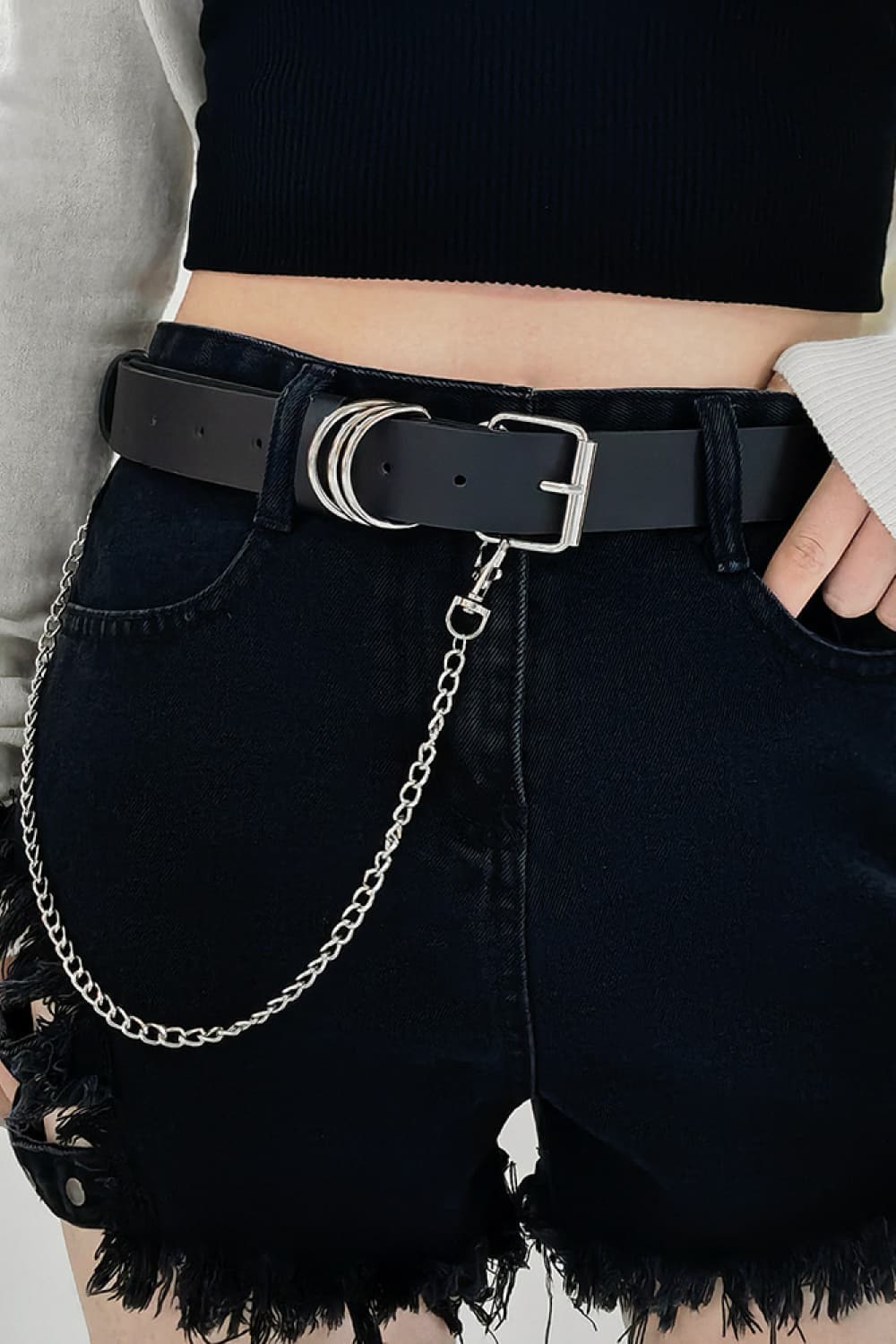 PU Leather Alloy Chain Belt.