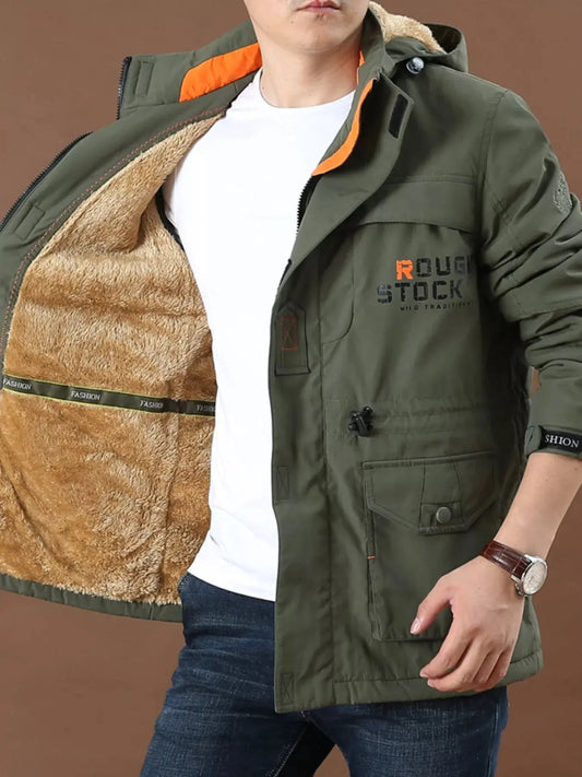 Men's Plus Size Warm Fleece Lined Hooded Jacket Simply Love