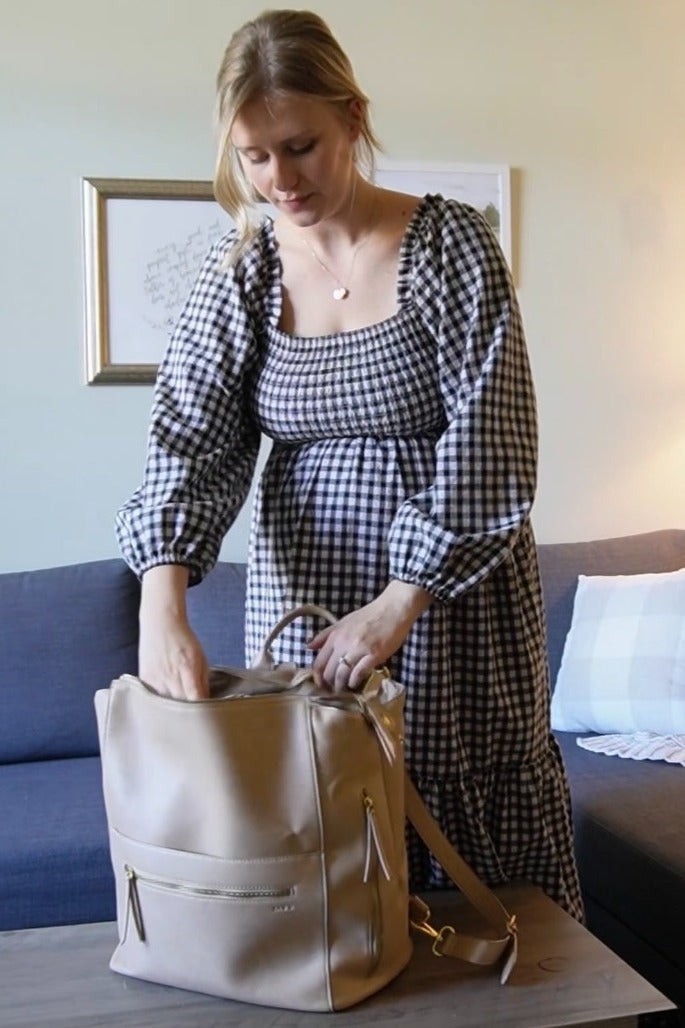 Black Gingham Long Sleeve Maternity Midi Dress PinkBlush