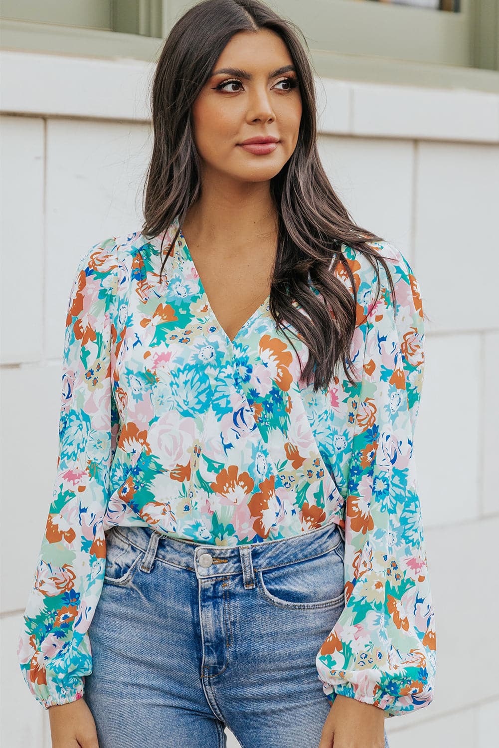 Floral Long Balloon Sleeve Bodysuit.