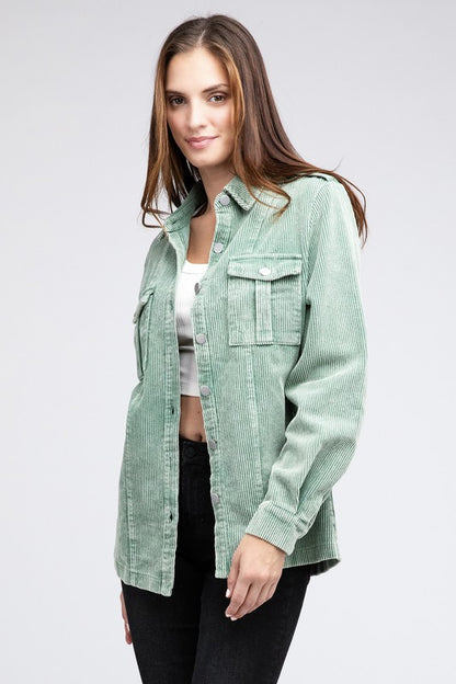 Corduroy Button-Up Jacket for Women