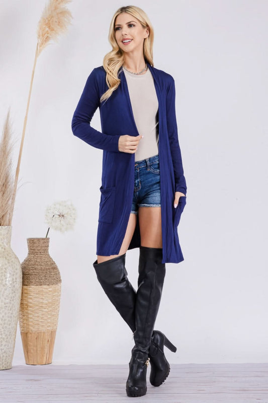 Celeste Cozy Open Front Cardigan with Functional Pockets