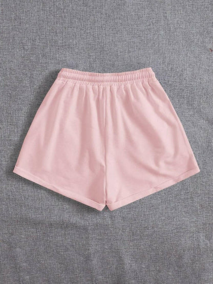 Drawstring Pocketed Elastic Waist Shorts.