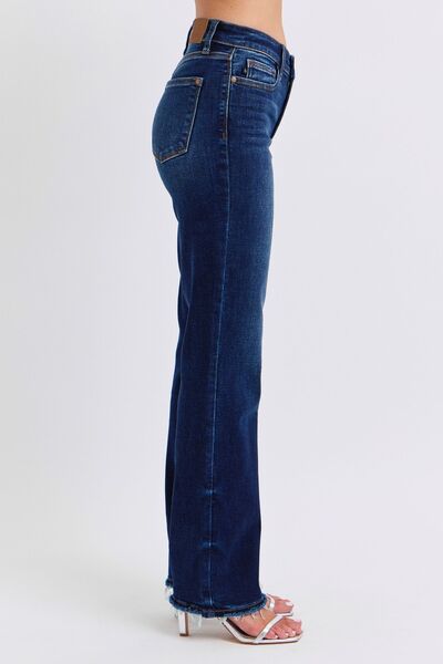 Judy Blue Full Size Raw Hem Straight Leg Jeans Coco’s Tee Boutique