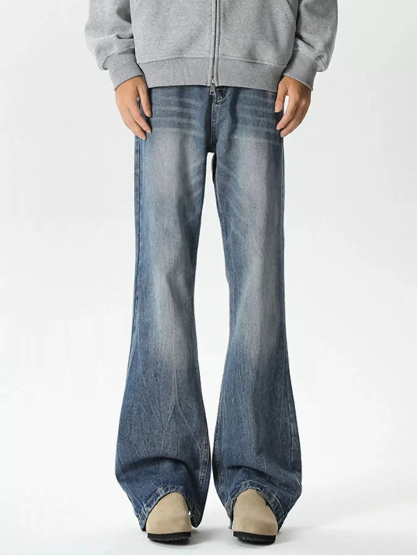 Men's Plus Size Vintage Wash Wide Leg Jeans Simply Love