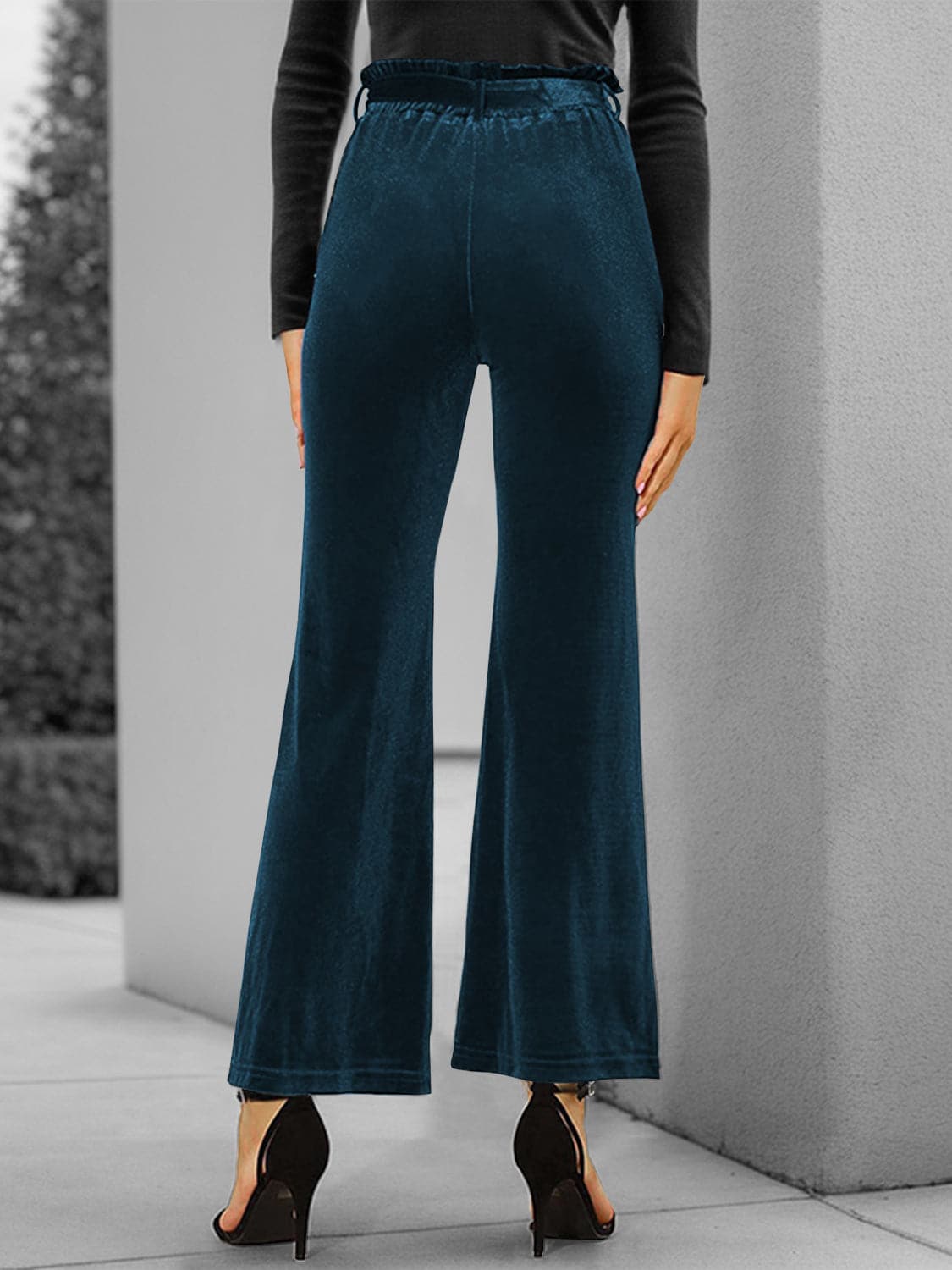 Full Size Tied High Waist Bootcut Pants.