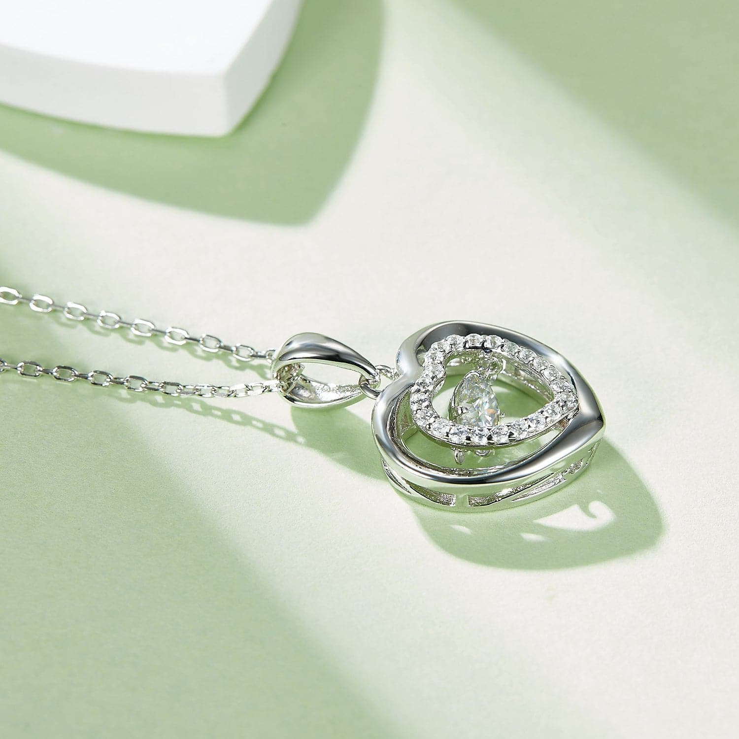 Moissanite 925 Sterling Silver Heart Necklace.