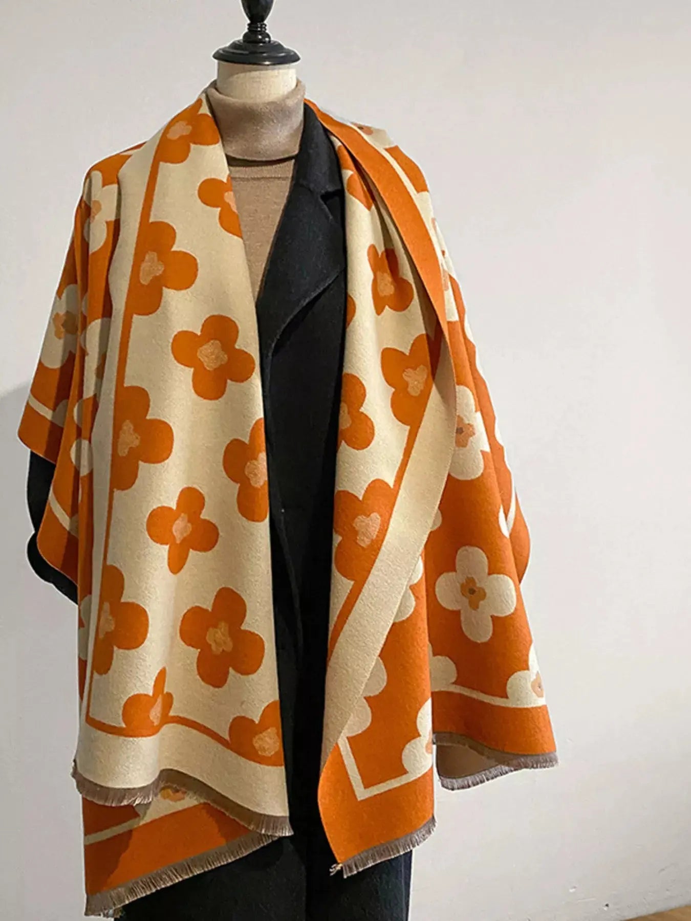 Floral Print Raw Hen Scarf Simply Love