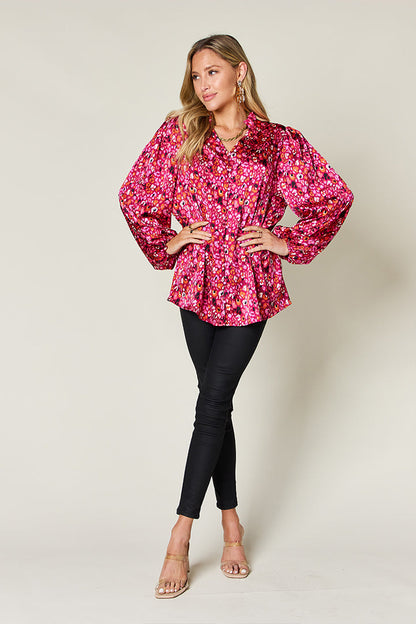 Double Take: Long Sleeve Printed Blouse