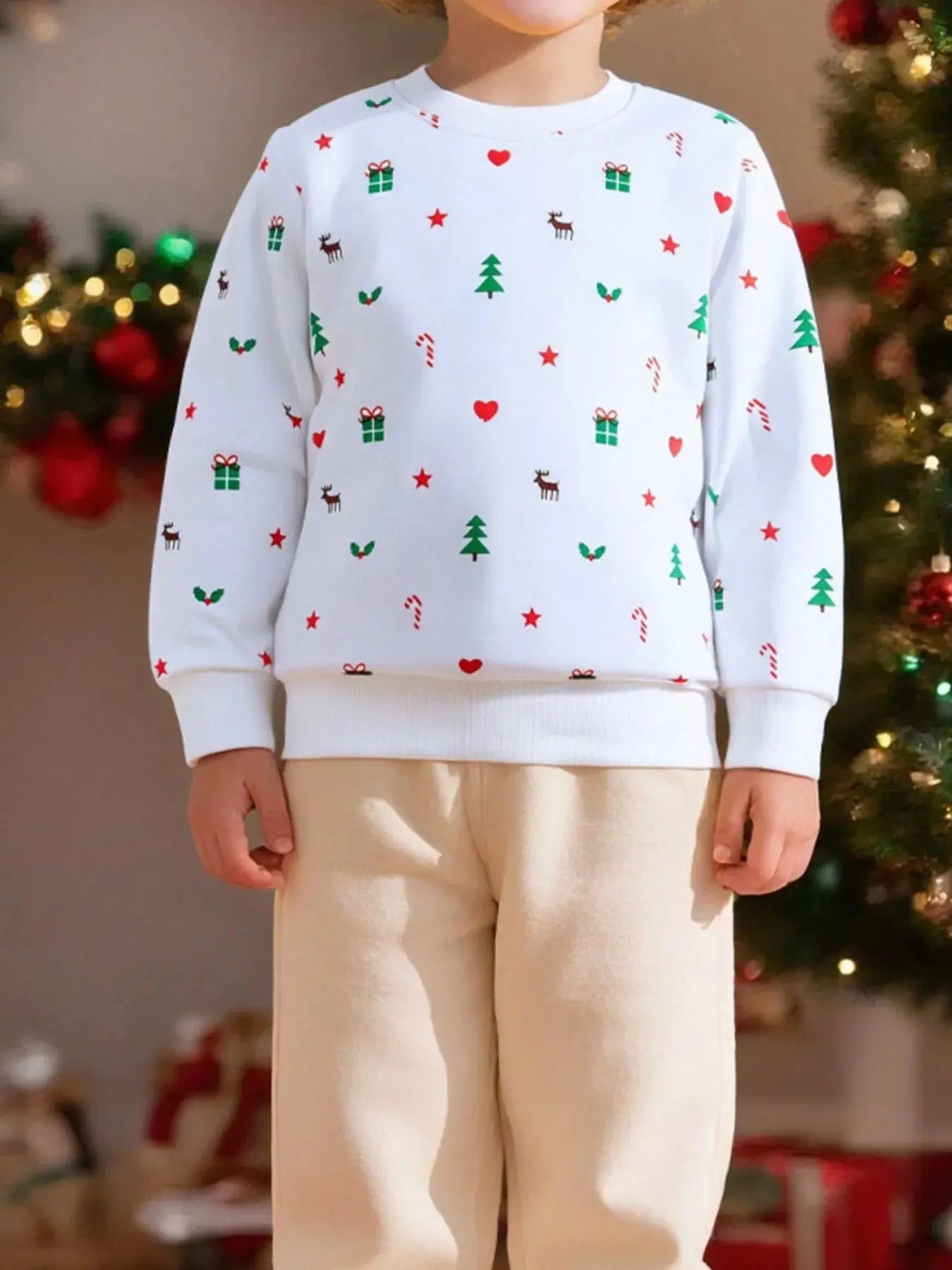 Children's Christmas Print Crew Neck Sweatshirt Simply Love