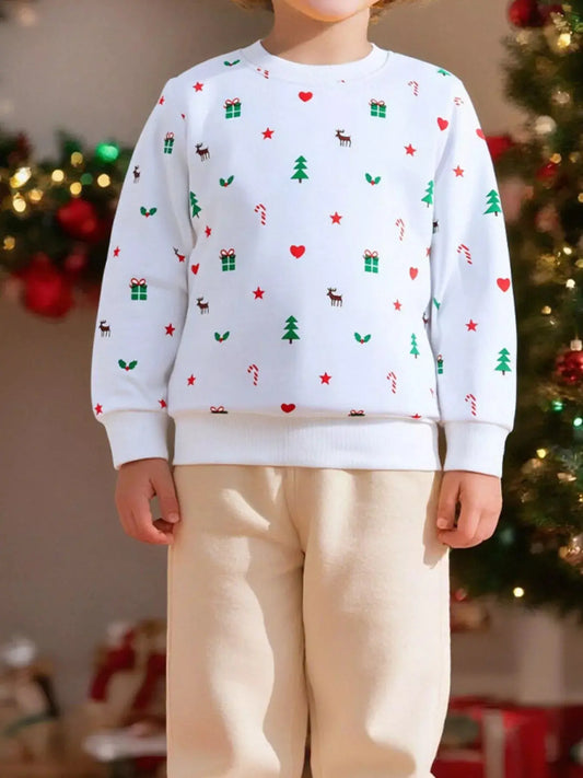 Children's Christmas Print Crew Neck Sweatshirt Simply Love