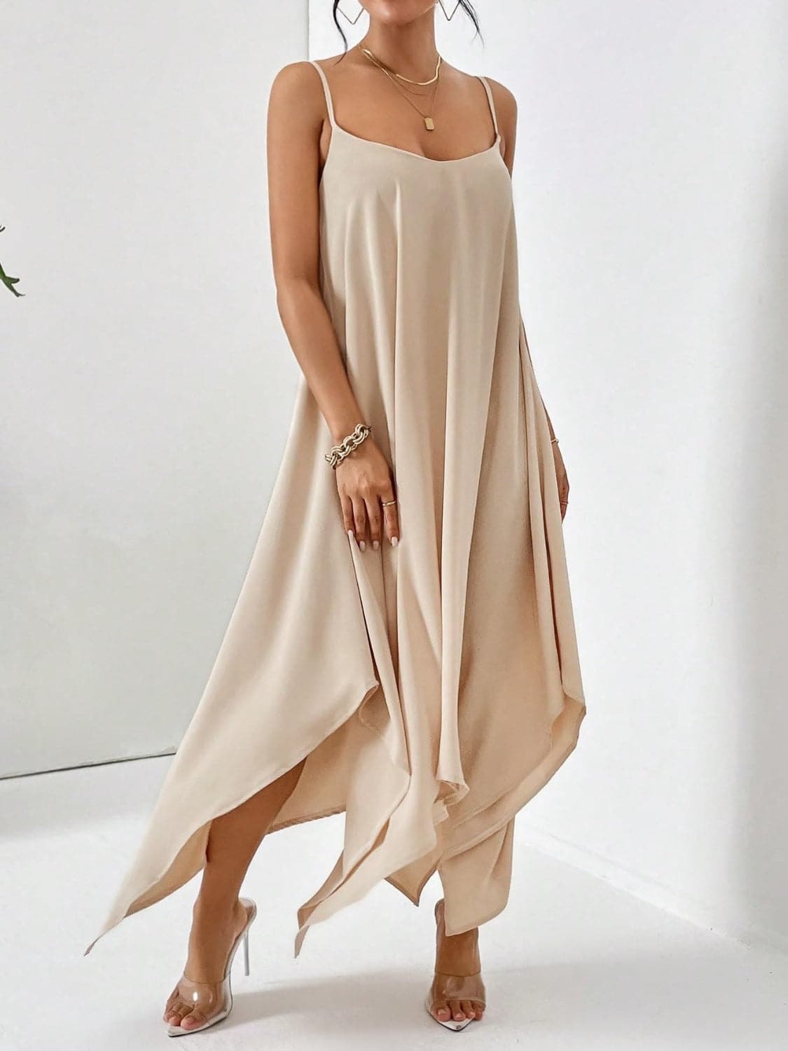 Scoop Neck Midi Cami Dress.