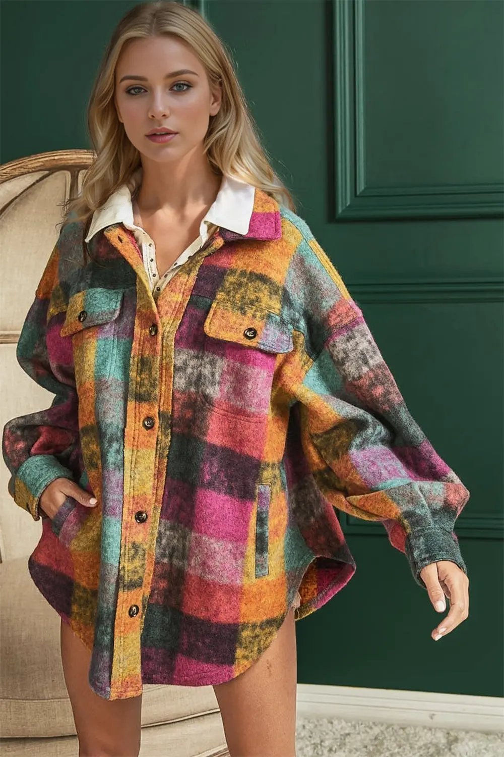 Double Take: Plaid Fleece Shacket - Love Salve