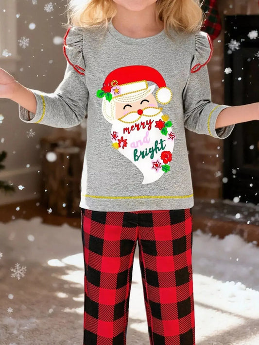 Children's Santa Graphic Long Sleeve Pajama Set Simply Love