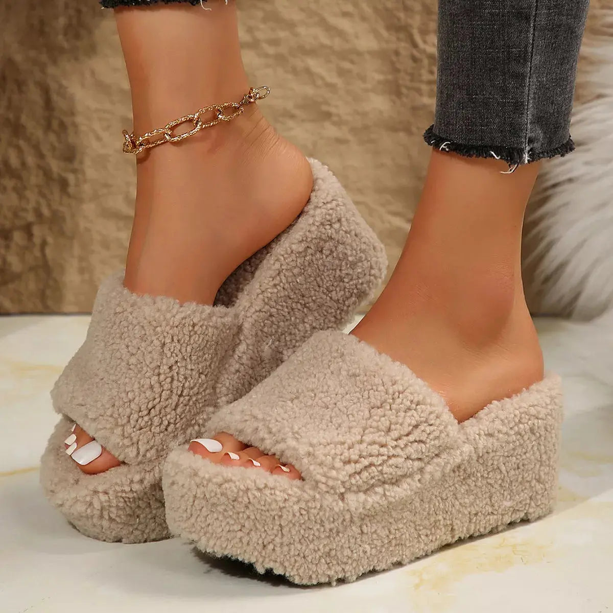 Open Toe Wedge Platform Slippers Simply Love