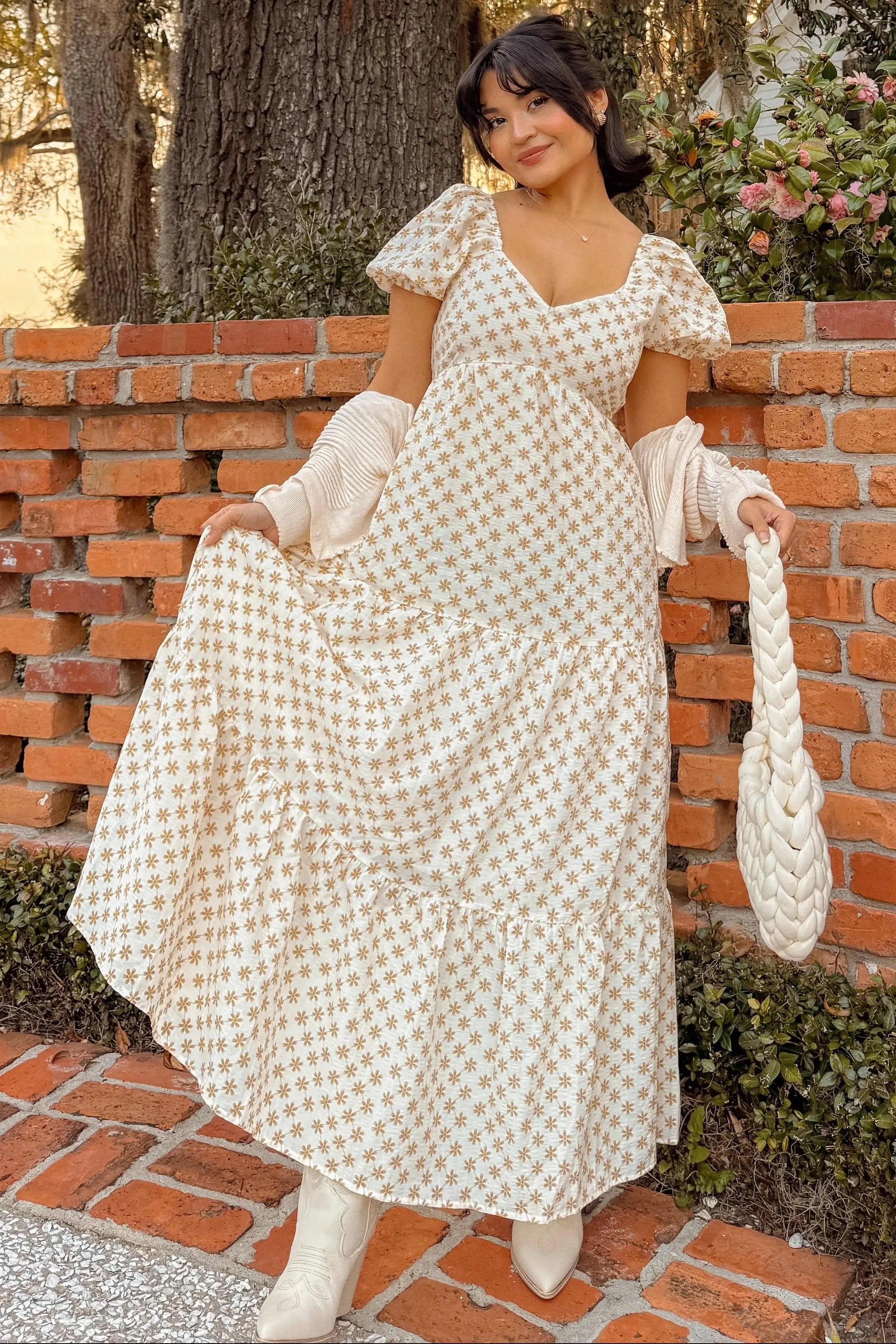 Yellow Floral Tiered Maxi Dress PinkBlush