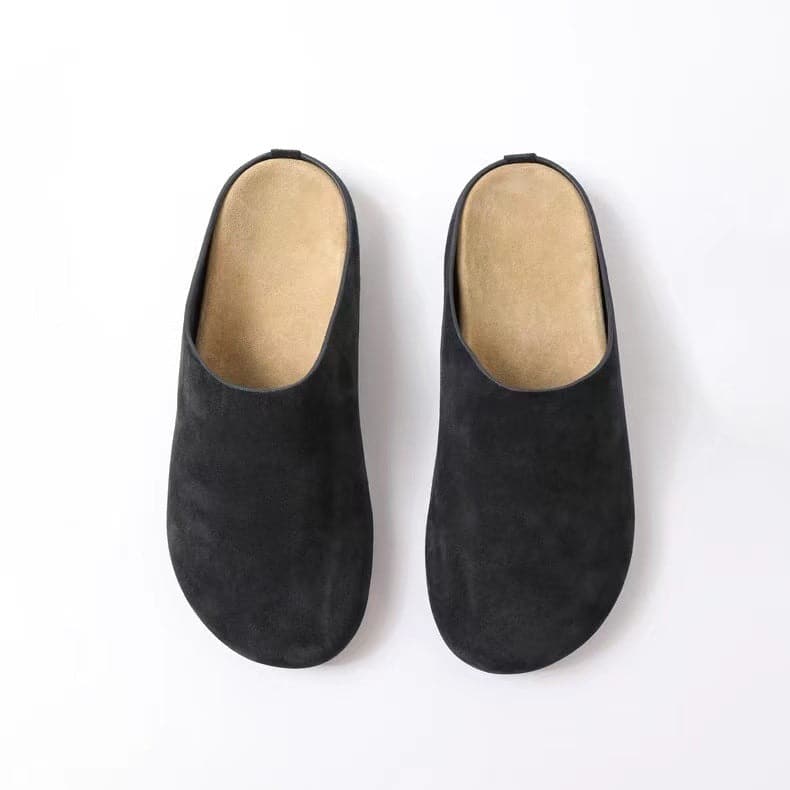 Suede slip-on flats with a round toe design