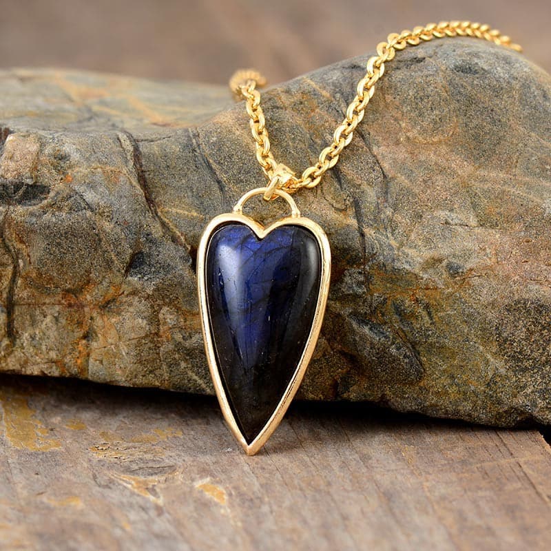 Copper Labradorite Heart Shape Necklace.