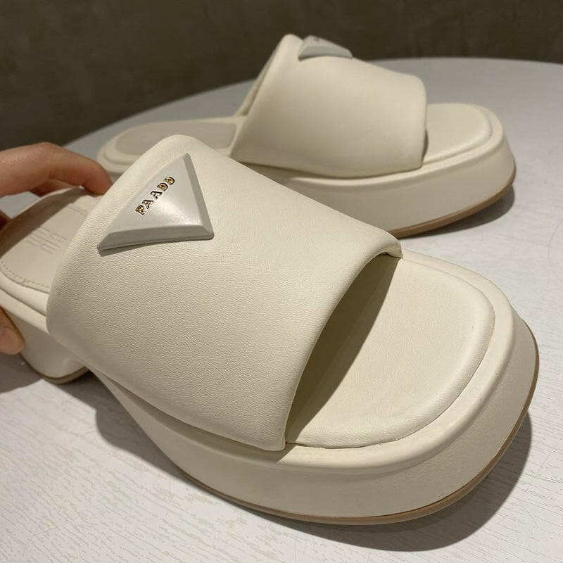 PU Leather Platform Sandals.