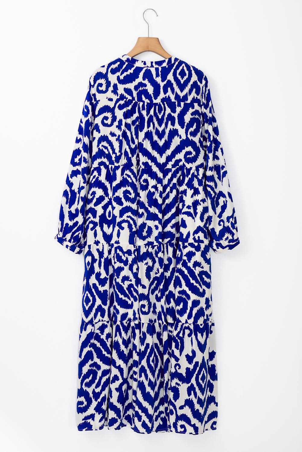 Blue Western Abstract Geometric Printed Maxi Dress - Love Salve 
