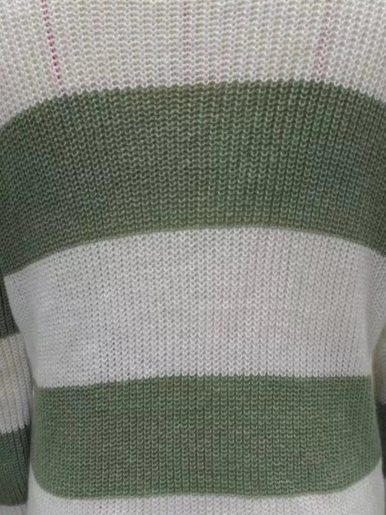 Full Size Contrast Striped Round Neck Sweater Plus Size Simply Love