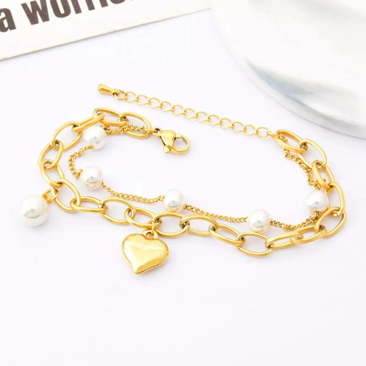 18K Gold-Plated Heart Charm Bracelet Simply Love