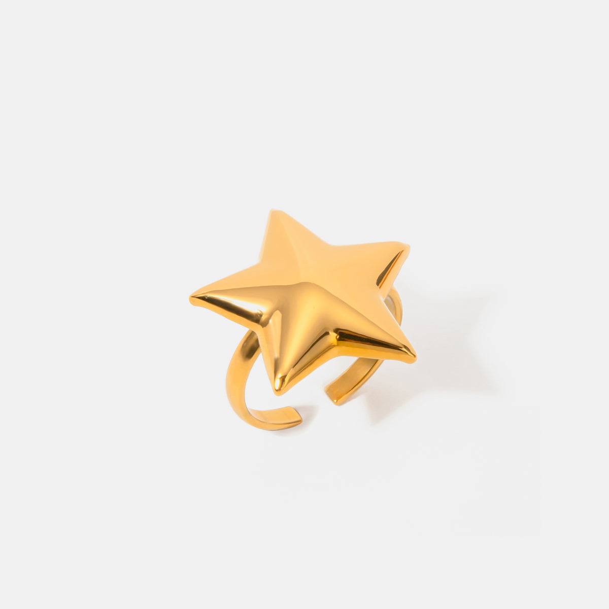 18K Gold-Plated Stainless Steel Star Ring.