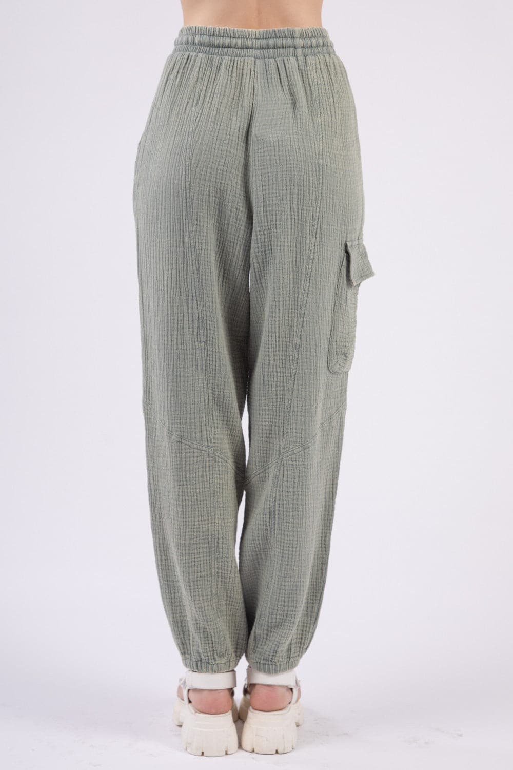 VERY J Washed Woven Crinkle Gauze Drawstring Pants.