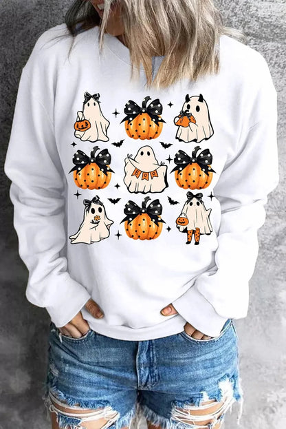 Halloween pumpkin and ghost graphic sweatshirt