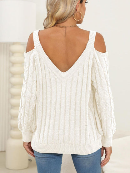 Cozy cable-knit v-neck pullover sweater