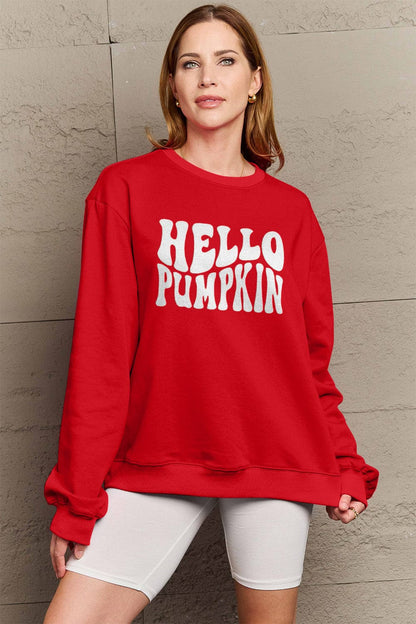 Simply Love Full Size HELLO PUMPKIN Graphic Sweatshirt.