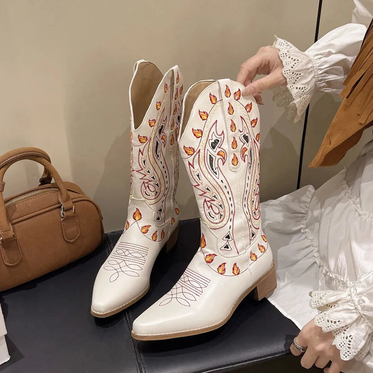 Point Toe Block Heels Boots Coco’s Tee Boutique