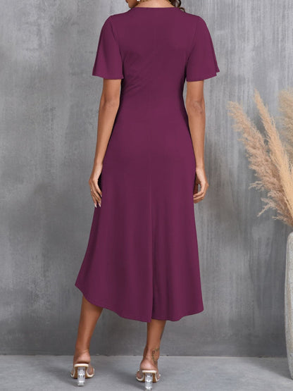 Flattering flutter sleeve midi dress