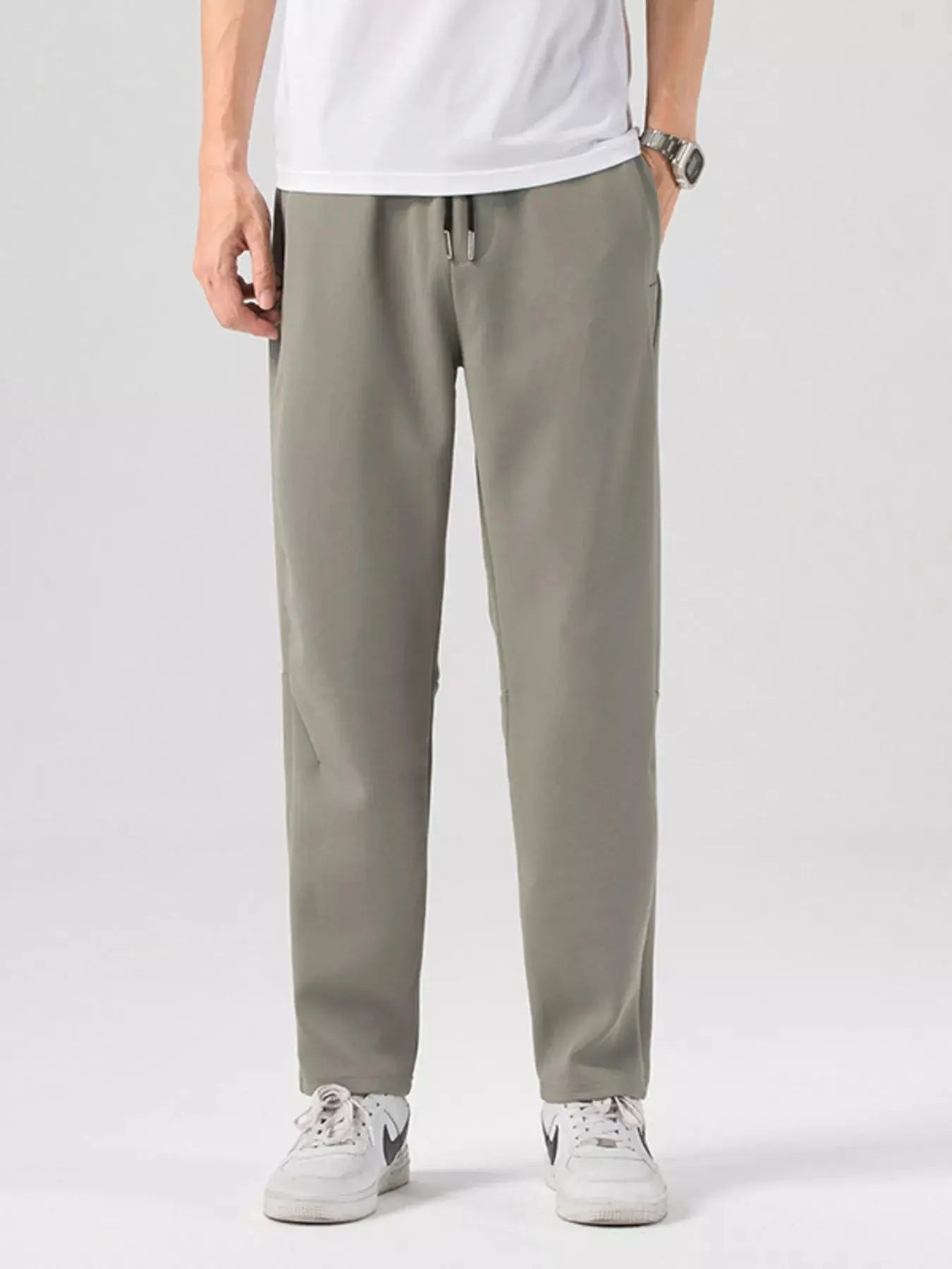 Men's Plus Size Casual Drawstring Straight-Leg Pants Simply Love