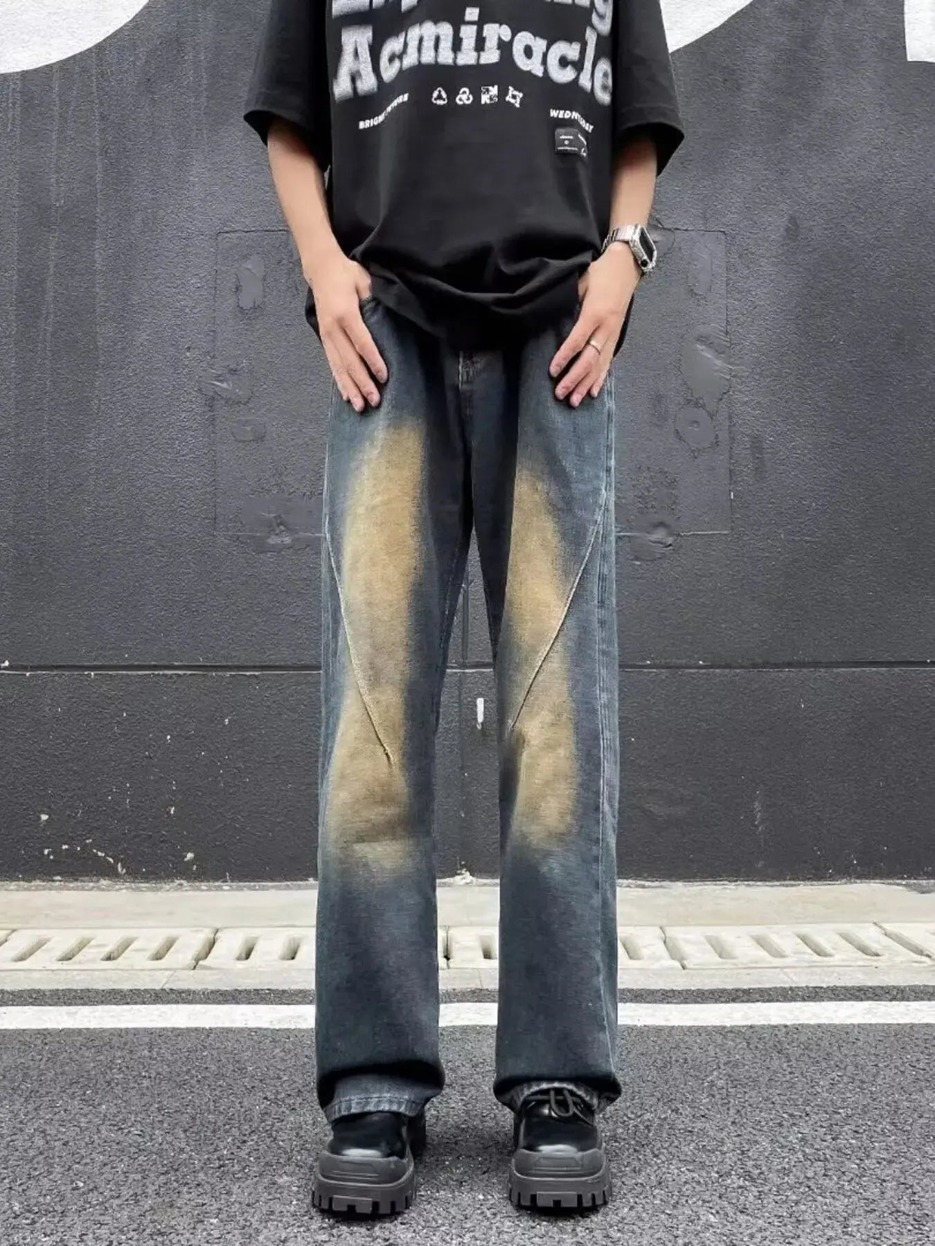 Men's Plus Size Wash Straight Leg Jeans Simply Love