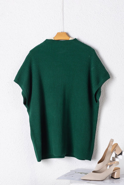 Cozy jungle green plus size mock neck sweater with chest pocket