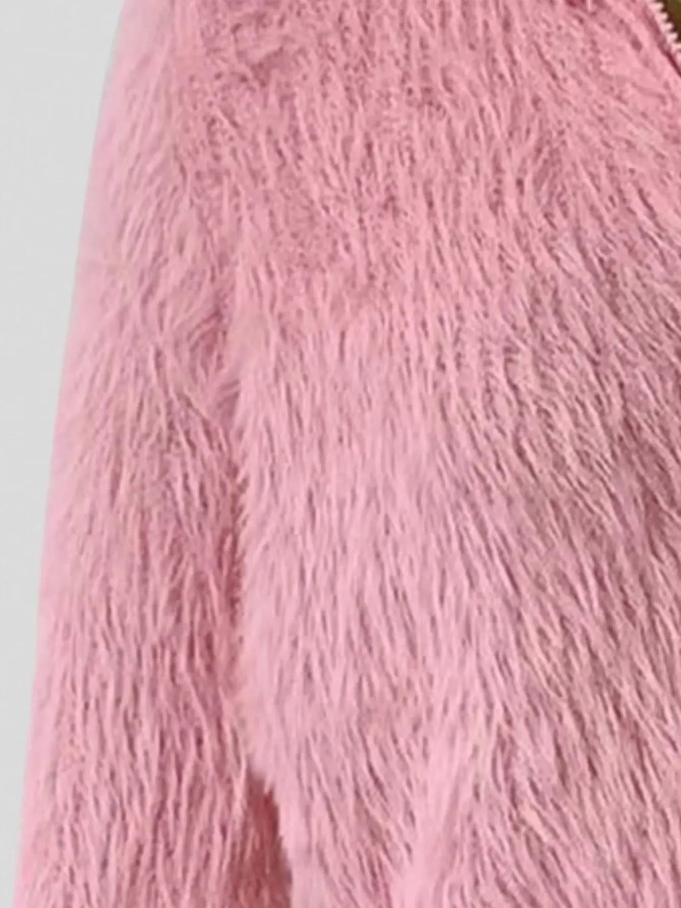 Fluffy Knit Zip-Up Outerwear Simply Love