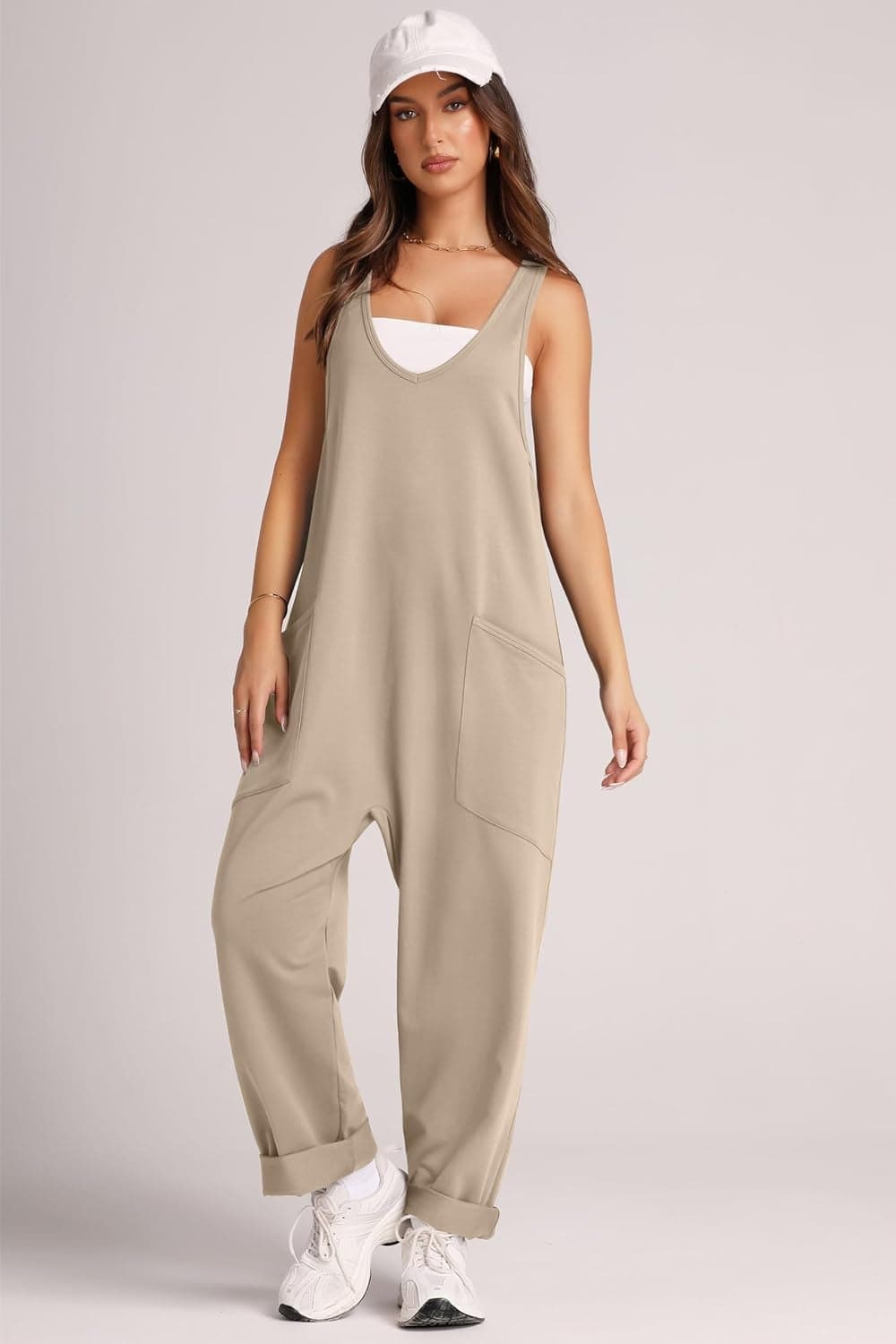 Wide Strap Jumpsuit with Pockets.