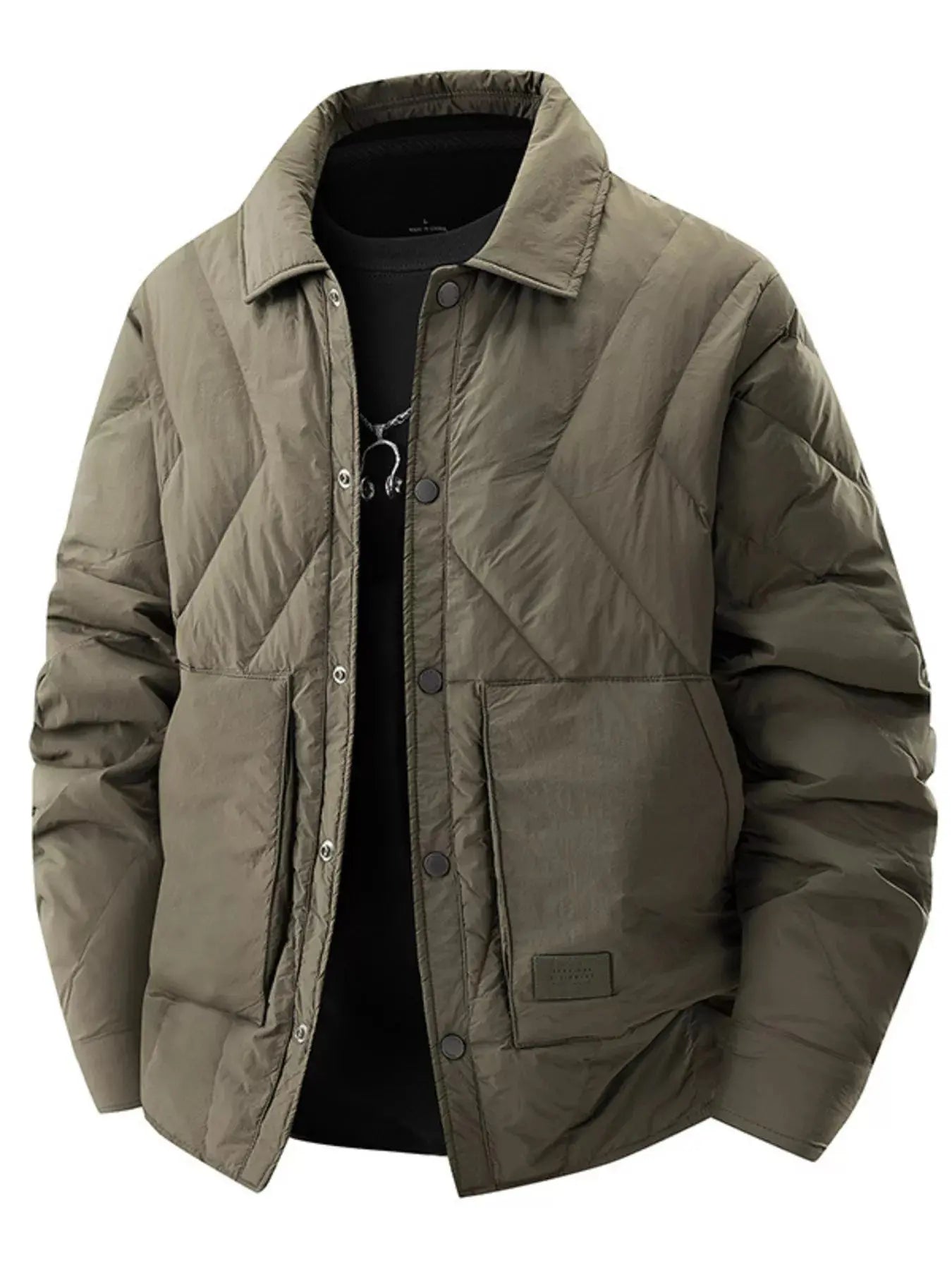 Men's Plus Size Quilted Padded Snap Down Jacket Simply Love